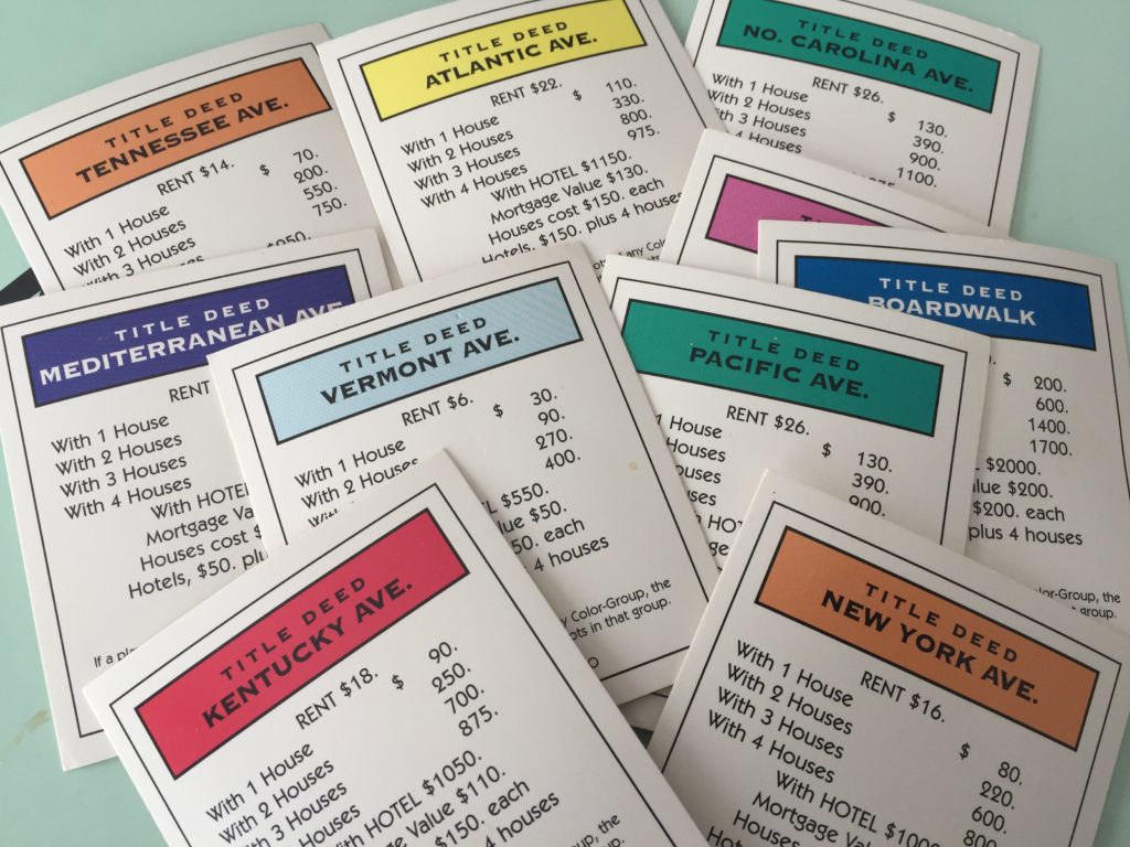Monopoly Title Deed Cards